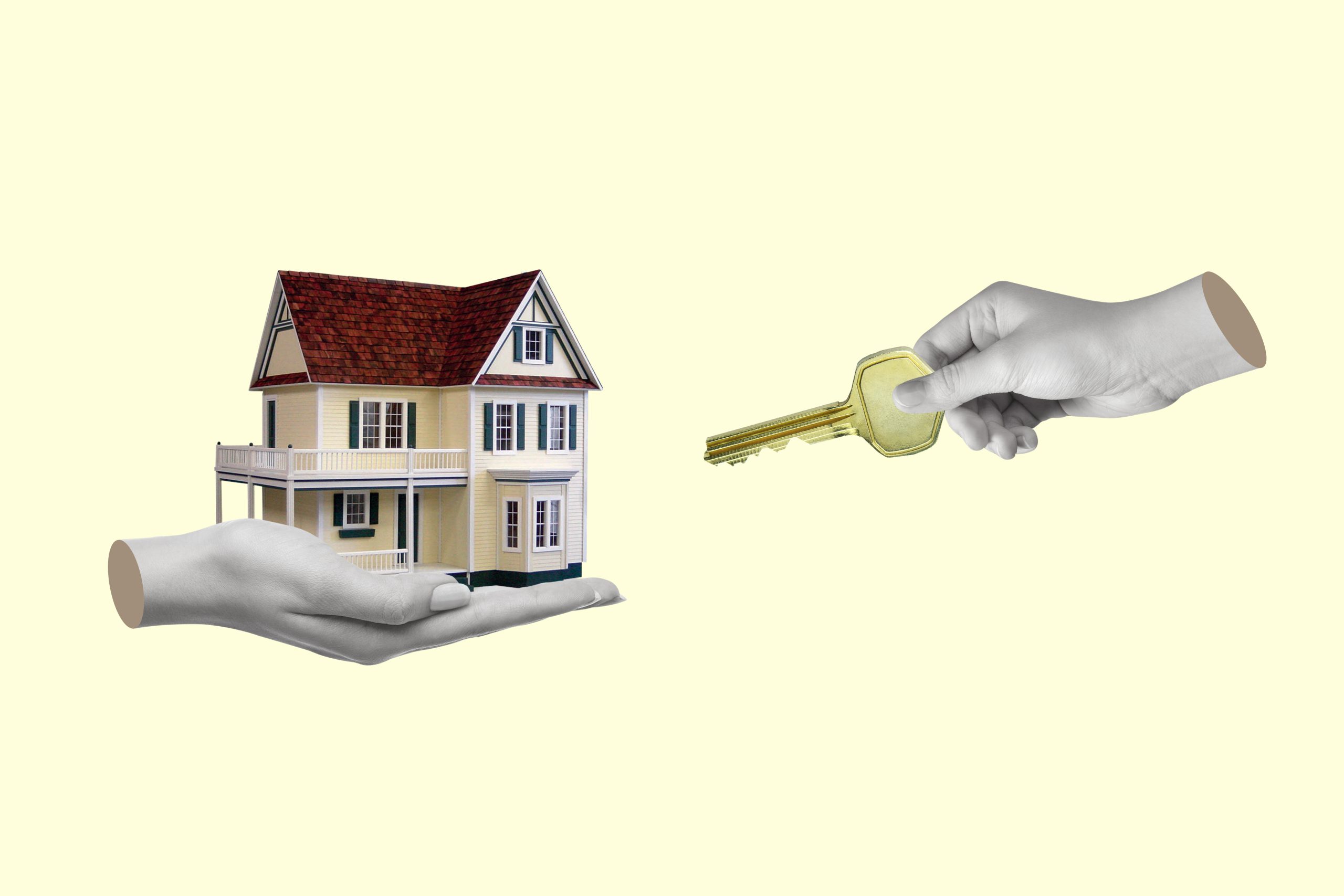 Creative,Art,Collage,Of,Hand,With,A,Key,And,House.